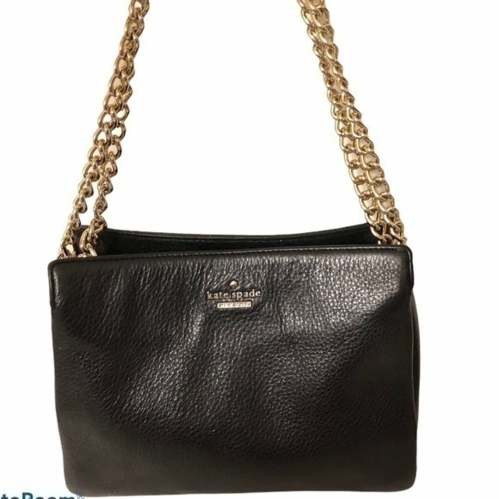 KATE SPADE black pebbled leather chain strap bag